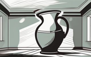 A broken vase under a spotlight