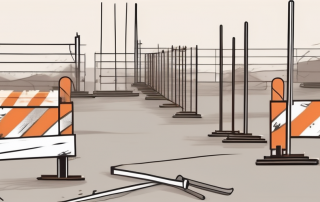 A construction site with visible safety measures in place