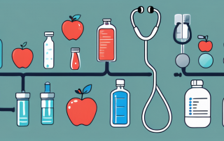 A timeline showcasing various health-related icons such as a stethoscope