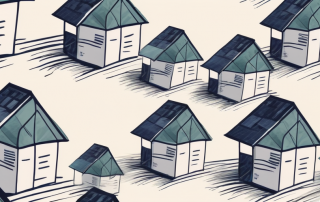 A residential building with a roof made of tax forms