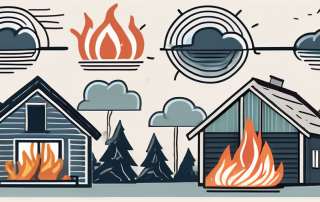 A house being affected by various natural elements like wind