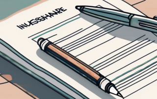 A comprehensive guidebook with an insurance policy document and a pen on a desk