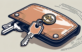 A wallet with coins and a house key inside