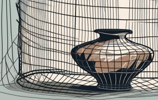 A broken antique vase being wrapped in a safety net