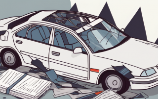 A car with a broken window and a dent