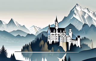 The bavarian landscape with iconic landmarks such as the neuschwanstein castle and the alps