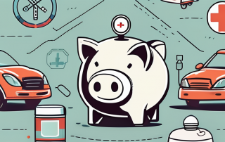 A piggy bank with a medical cross symbol on it