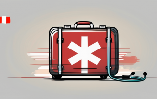 A travel suitcase with the austrian flag design