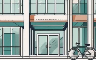 A bicycle near an office building