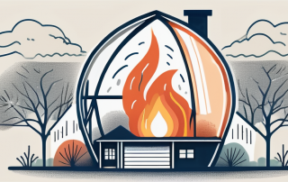 A home being shielded by a protective bubble with symbols of fire