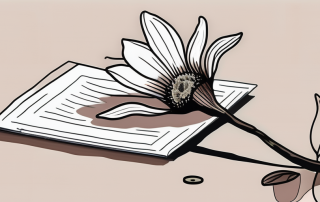 A broken insurance policy paper next to a wilting flower
