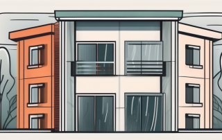 A residential building being shielded by a symbolic barrier