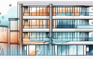 A residential building with visible water pipes