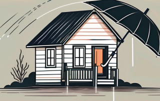 A sturdy umbrella shielding a small house from a storm