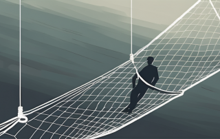 A life insurance policy in the form of a safety net under a tightrope