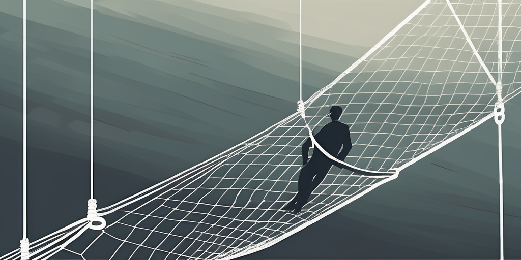 A life insurance policy in the form of a safety net under a tightrope