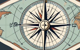 A compass on a map