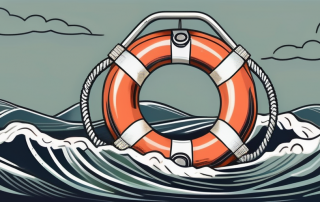 A life buoy floating on a stormy sea