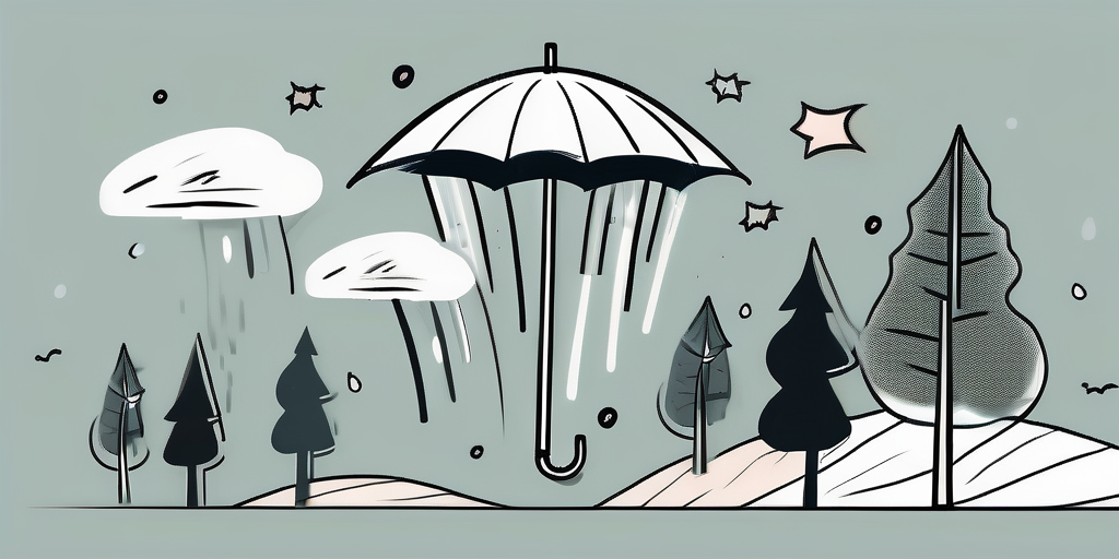 A sturdy umbrella shielding a variety of unexpected elements like a storm