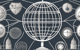 A globe surrounded by various symbols of life insurance