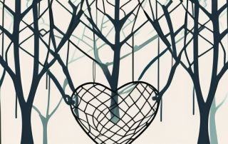 A safety net under a symbolic representation of life (like a tree or heart) to represent the security and benefits provided by life insurance
