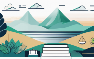 Serene Landschaft mit finanziellen Dokumenten und Diagrammen ueber die Bedeutung von Sterbegeldversicherung in der Finanzplanung.