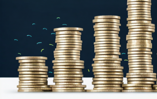 Wachsende Muenzenstapel und Versicherungsicon, finanzielle Vorteile durch Versicherungsvergleiche.
