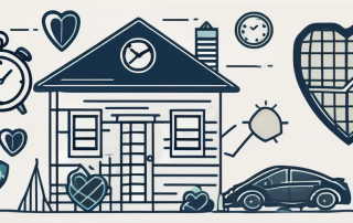 A safety net under seven different symbols representing various aspects of life insurance