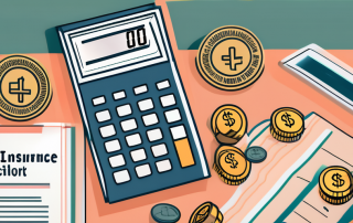 A life insurance policy document next to a calculator and some coins