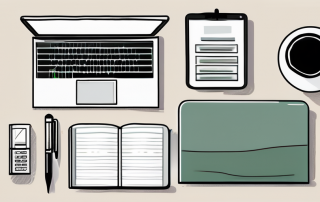 Organisierter Schreibtisch mit Laptop auf Finanzplanungs-Website, Kaffeetasse und Notizblock mit Stift, betont Zukunftsplanung und Finanzvorbereitung.