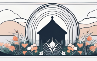 Friedvolle Landschaft mit Blumen, symbolisch fuer Bestattungsplanung und Versicherungsoptionen, ohne direkte menschliche Elemente.