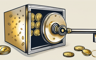 A key unlocking a safe full of gold coins
