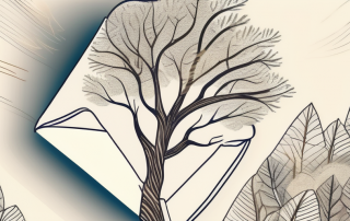 A life insurance policy envelope leaning against a flourishing tree