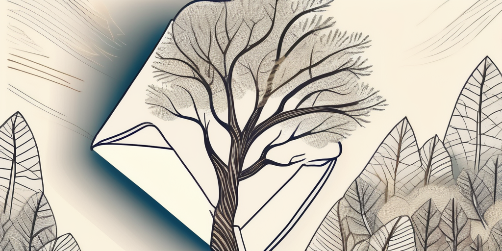 A life insurance policy envelope leaning against a flourishing tree