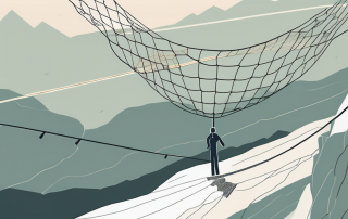 A safety net under a tightrope over a chasm
