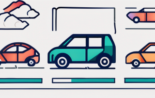 Auto-Versicherung Symbole wie Fahrzeuge, Policendokumente und Prozentzeichen auf klarem, professionellen Hintergrund.