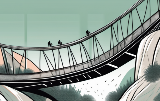Three different life insurance policies represented as shaky bridges over a dangerous ravine