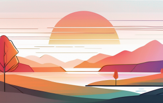 Bild eines friedlichen Landschaftspanoramas mit lebhaftem Sonnenaufgang, symbolisiert Neuanfaenge und die Wichtigkeit der Zukunftsplanung in jedem Alter, sanfte Farben und ruhige Umgebung betonen Sicherheit und Vorbereitung.