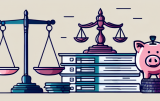 Symbolische Darstellung der Einsparungen bei Rechtsversicherungen mit Sparschwein, Taschenrechner, Justizwaage und Dokumenten vor professionellem Hintergrund.