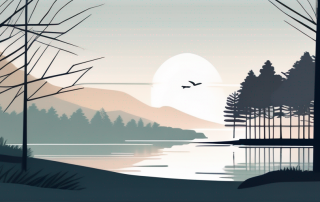 Idyllische Landschaft mit ruhigem See und Baeumen am Ufer, symbolisiert Frieden und Ruhe, ideal fuer Seelenfrieden durch Bestattungskostenversicherung.