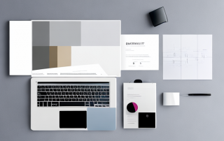 Moderner Schreibtisch mit Laptop und geoeffneter Versicherung Vergleichstabelle, minimalistische Dekoration.