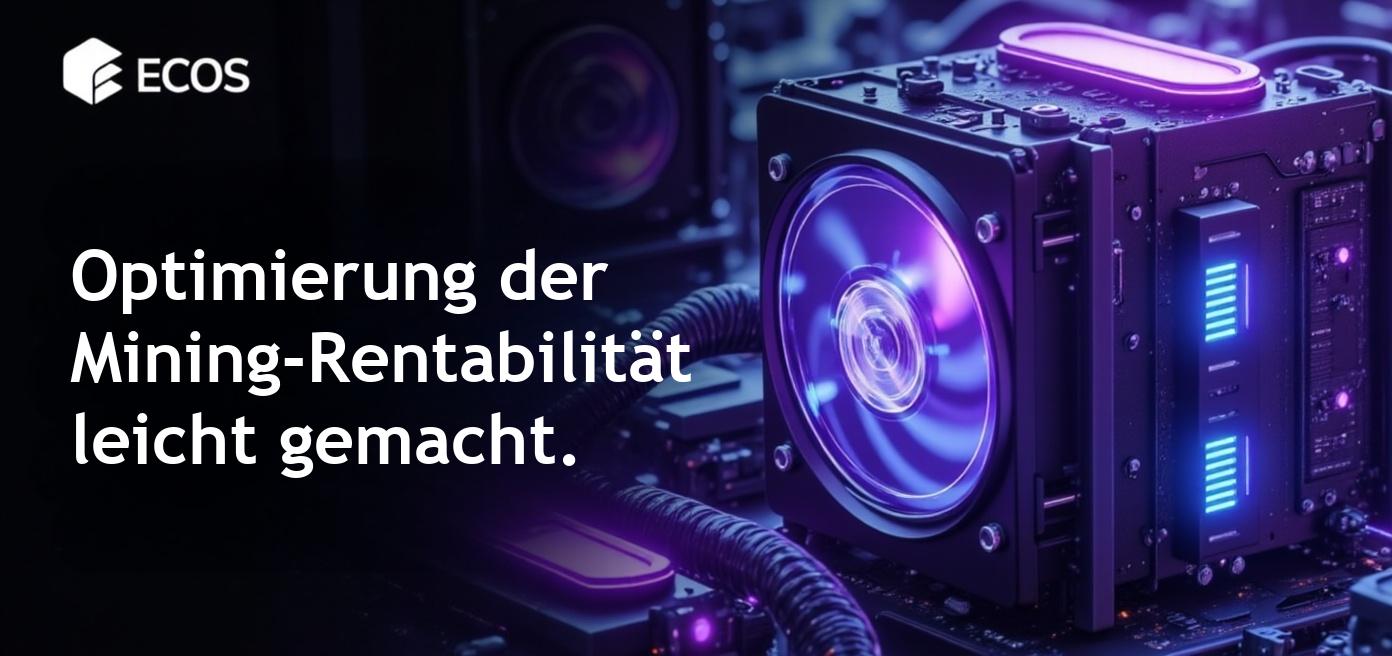 Eine detaillierte Darstellung des Mining-Prozesses, einschließlich ASIC- und GPU-Hardware, zur Veranschaulichung der Ertragsrechnung im Kryptowährungsmining.