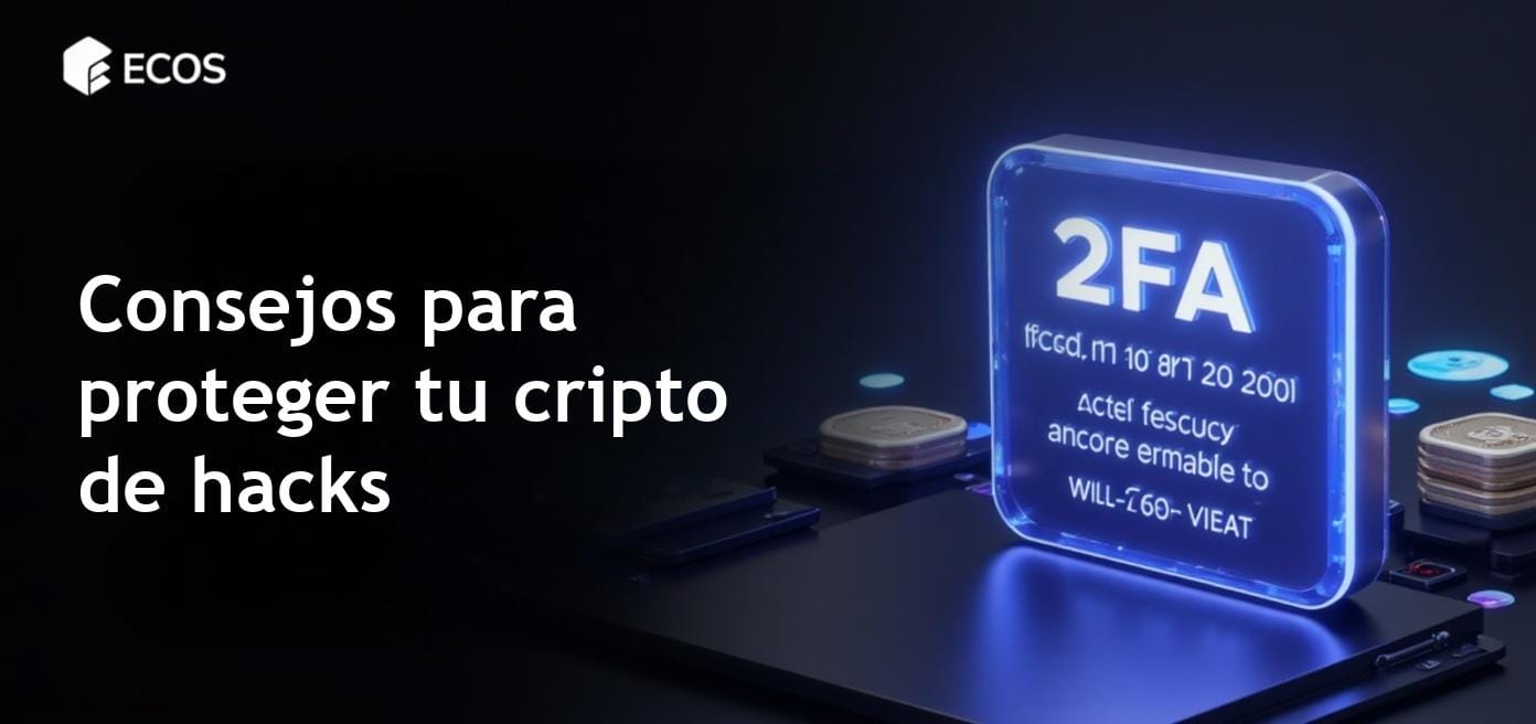Interfaz de billetera digital segura mostrando medidas avanzadas de seguridad como 2FA y gráficos de advertencia sobre phishing relacionados con transacciones de cripto.