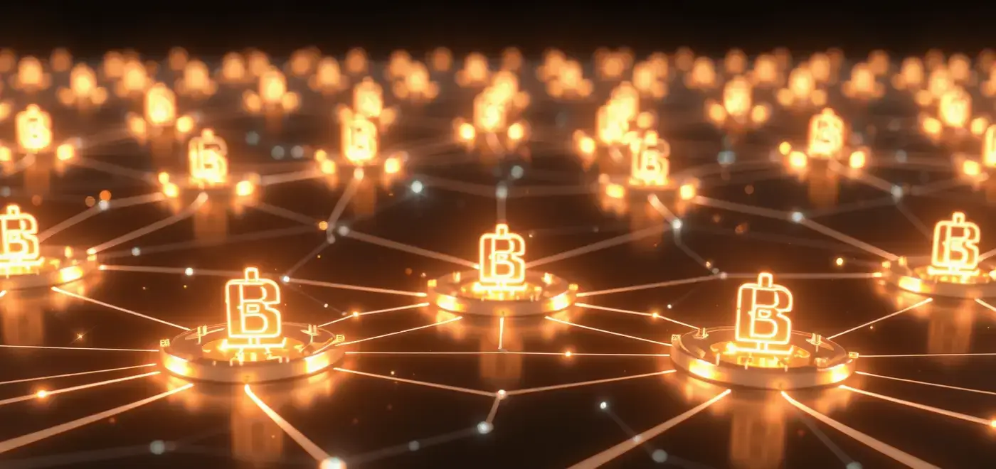 Visual representation of DeFi interoperability showcasing cross-chain swap with connected multichain protocol and bridge token symbols in a digital futuristic network