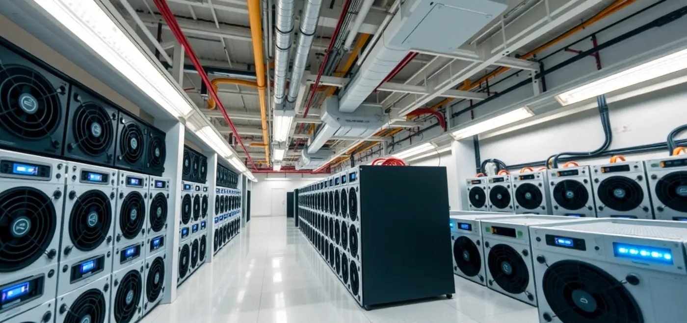High-resolution image of Bitmain Antminer S21 ASIC mining hardware showcasing detailed design, specifications, and power components with S21 hashrate and profitability data graphics