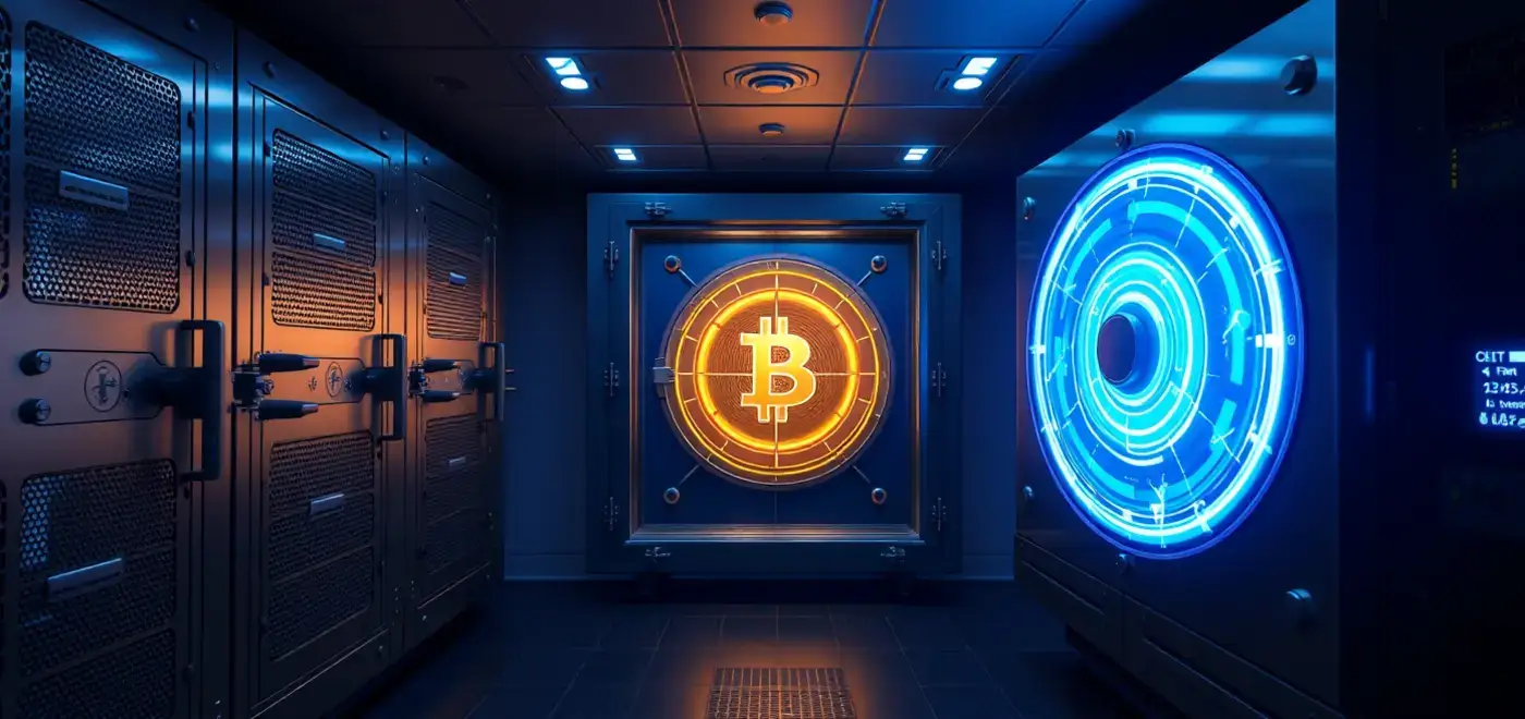 A conceptual image depicting institutional DeFi advancements, showcasing on-chain finance tools for businesses, with elements of blockchain technology.