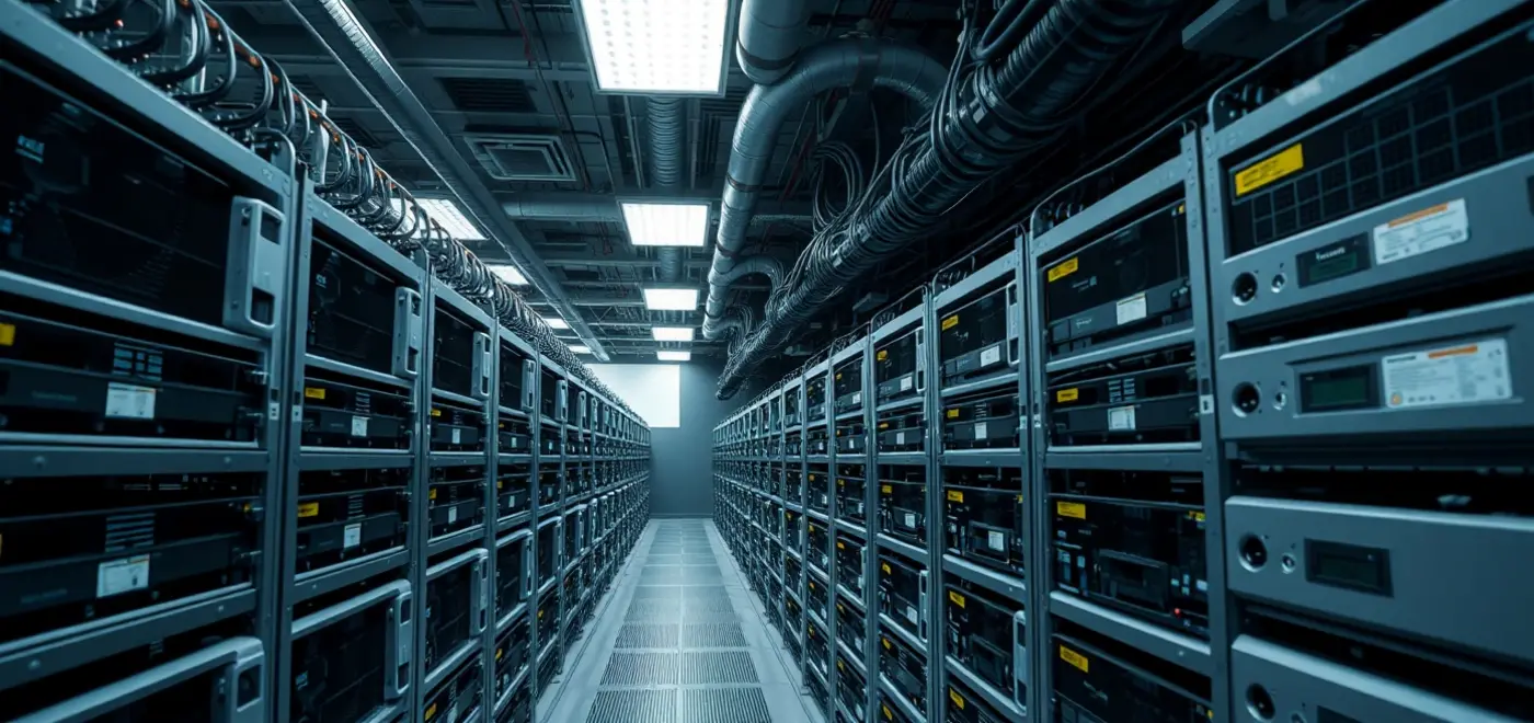 High-performance Antminer S21 Pro 245 TH/s cryptocurrency mining hardware in a professional setting highlighting its advanced technology and efficiency