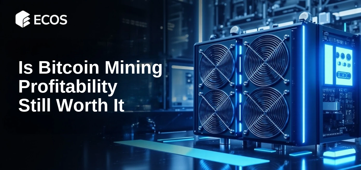 High-tech bitcoin mining facility with multiple ASIC miners arranged in server racks under blue neon lighting showcasing cryptocurrency mining operations in 2025.