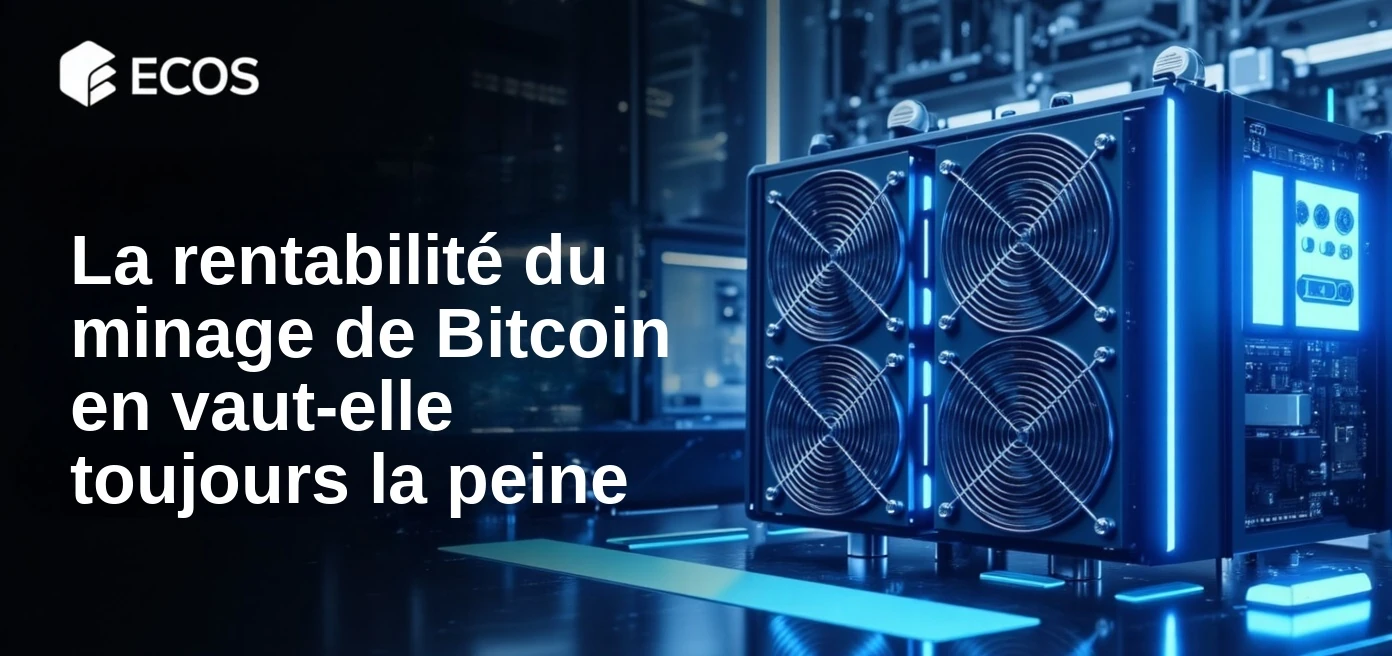 Installation de minage de bitcoin haute technologie avec plusieurs mineurs ASIC rangés dans des racks sous un éclairage néon bleu illustrant les opérations de minage de cryptomonnaies en 2025.