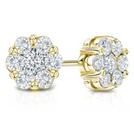 Yellow Gold Fancy Diamond Stud Earrings, $ 899